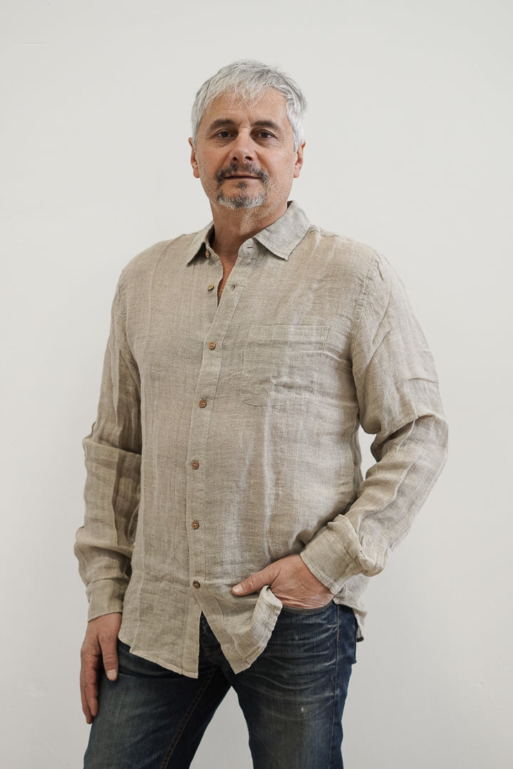 Mark Long Sleeve Shirt Natural Gauze