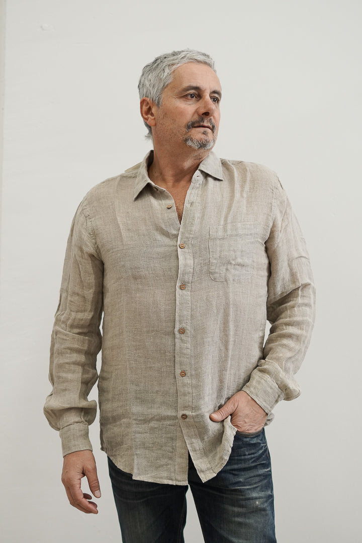 Mark Long Sleeve Shirt Natural Gauze