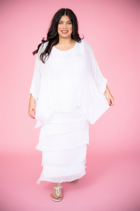 Diana Plain Silk Top | White