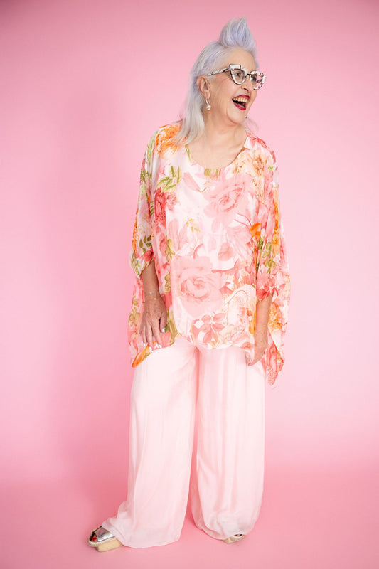 Flowy Silk Pants | Pink