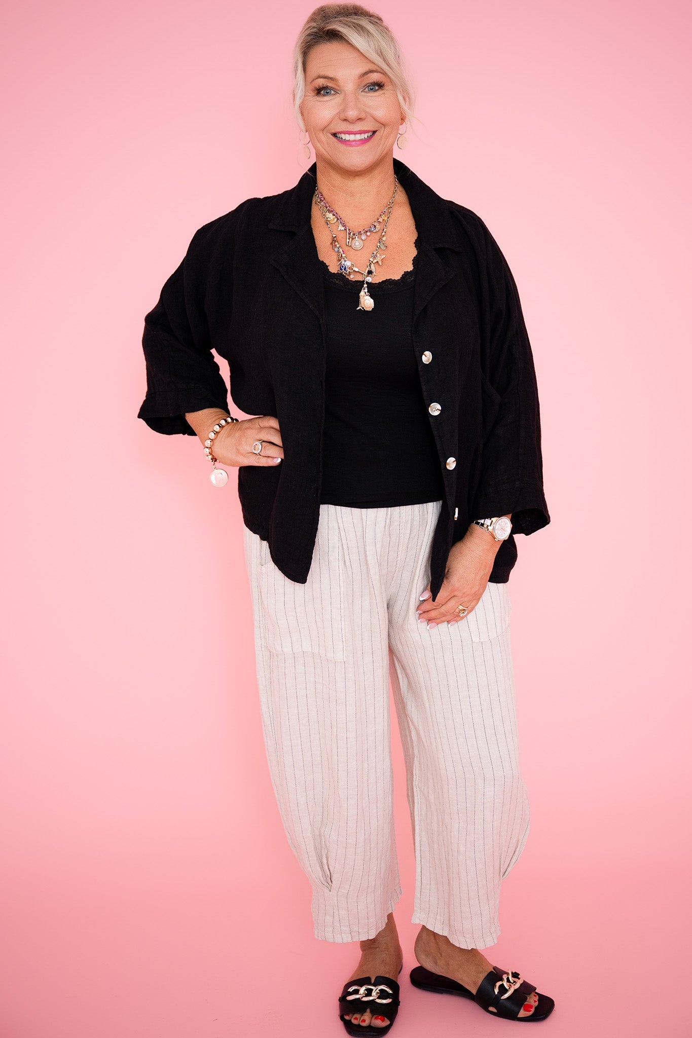 Katie Summer Linen Top | Black