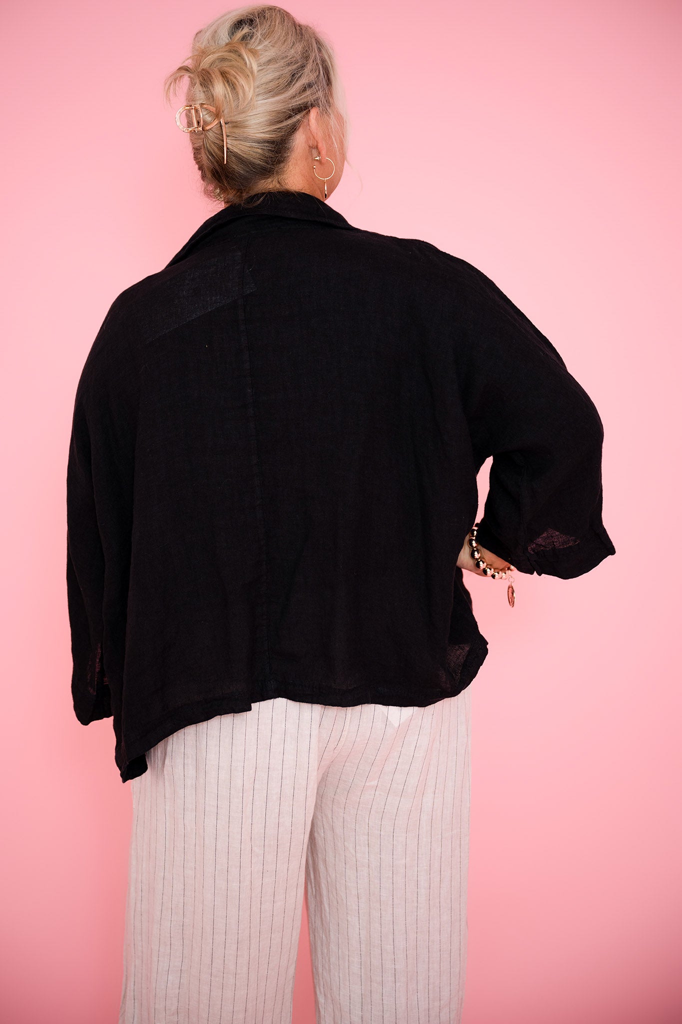 Katie Summer Linen Top | Black