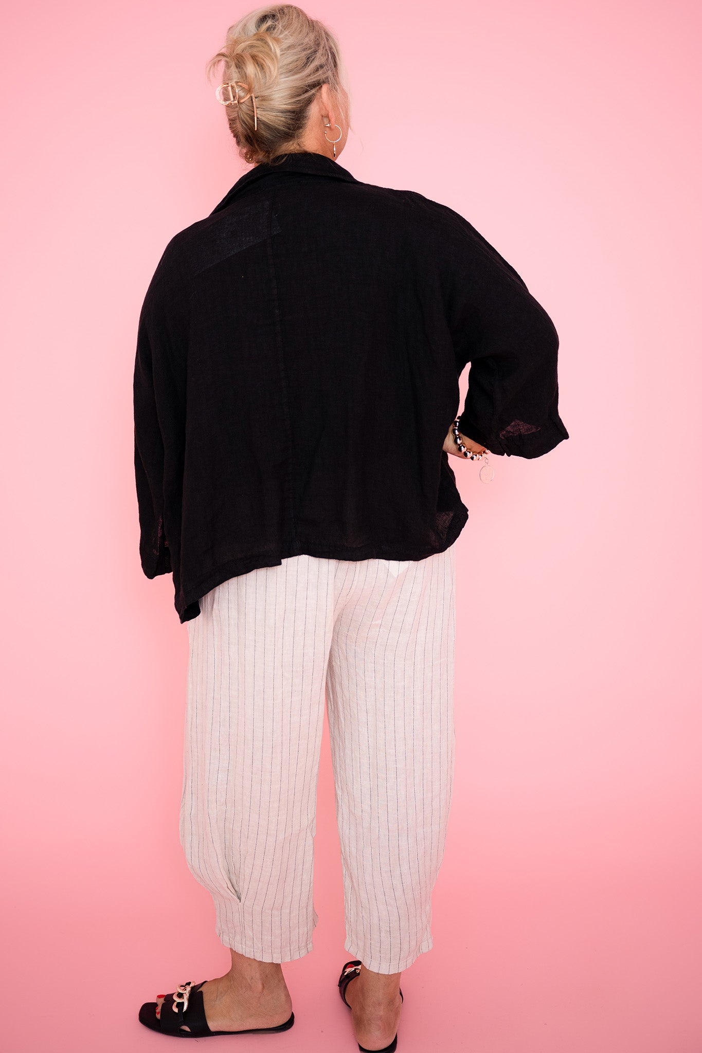 Katie Summer Linen Top | Black