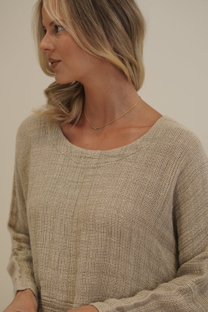 Elena Crop Top Textured Mesh Natural