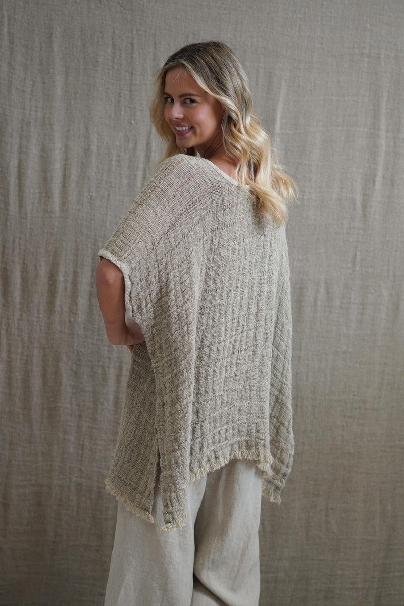 Emily Fringed Top Natural Spaced