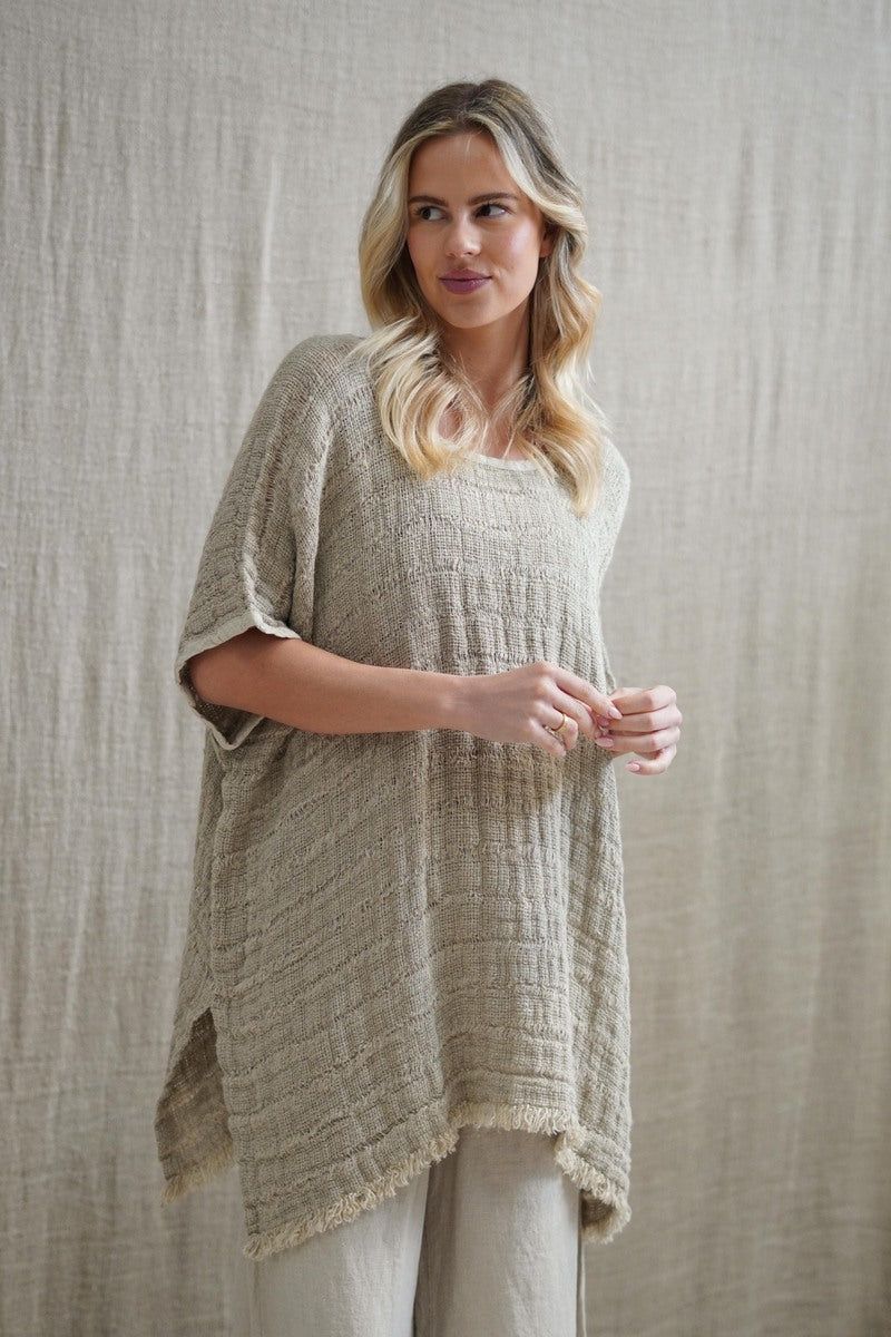 Emily Fringed Top Natural Spaced