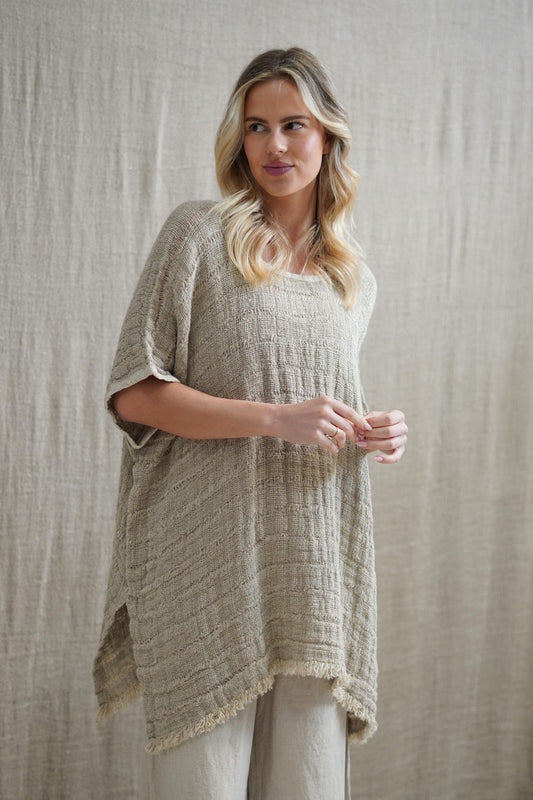 Emily Fringed Top Natural Spaced