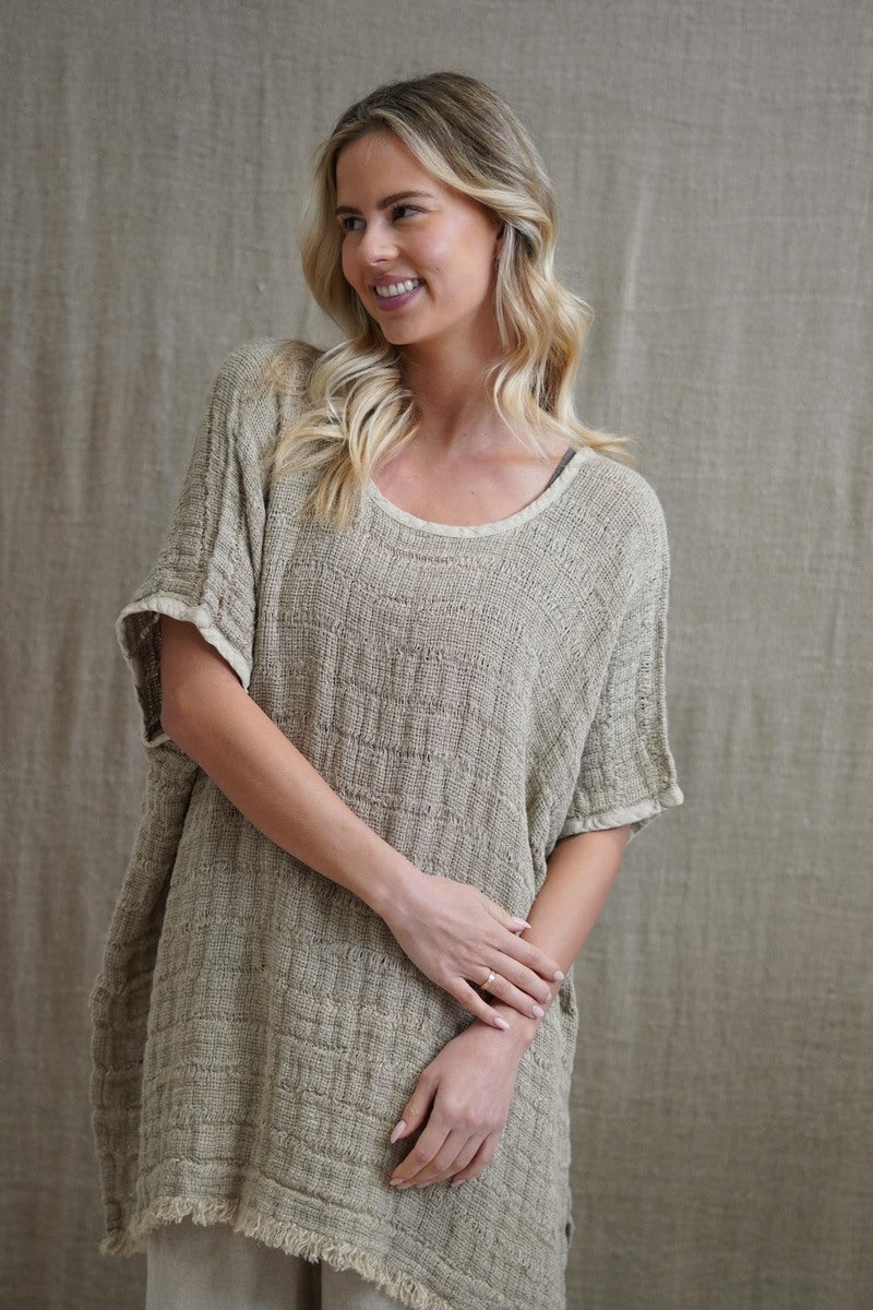 Emily Fringed Top Natural Spaced