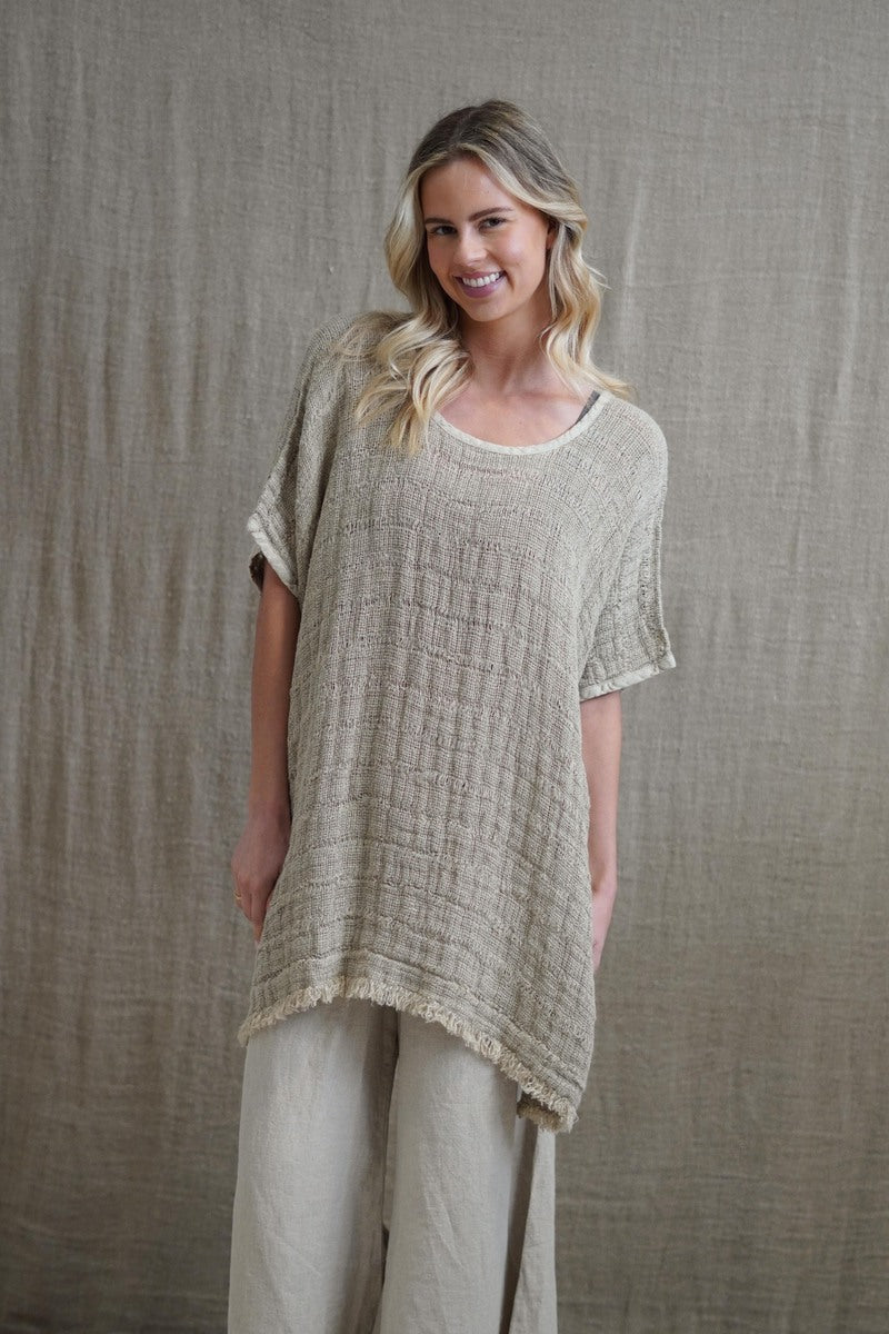 Emily Fringed Top Natural Spaced