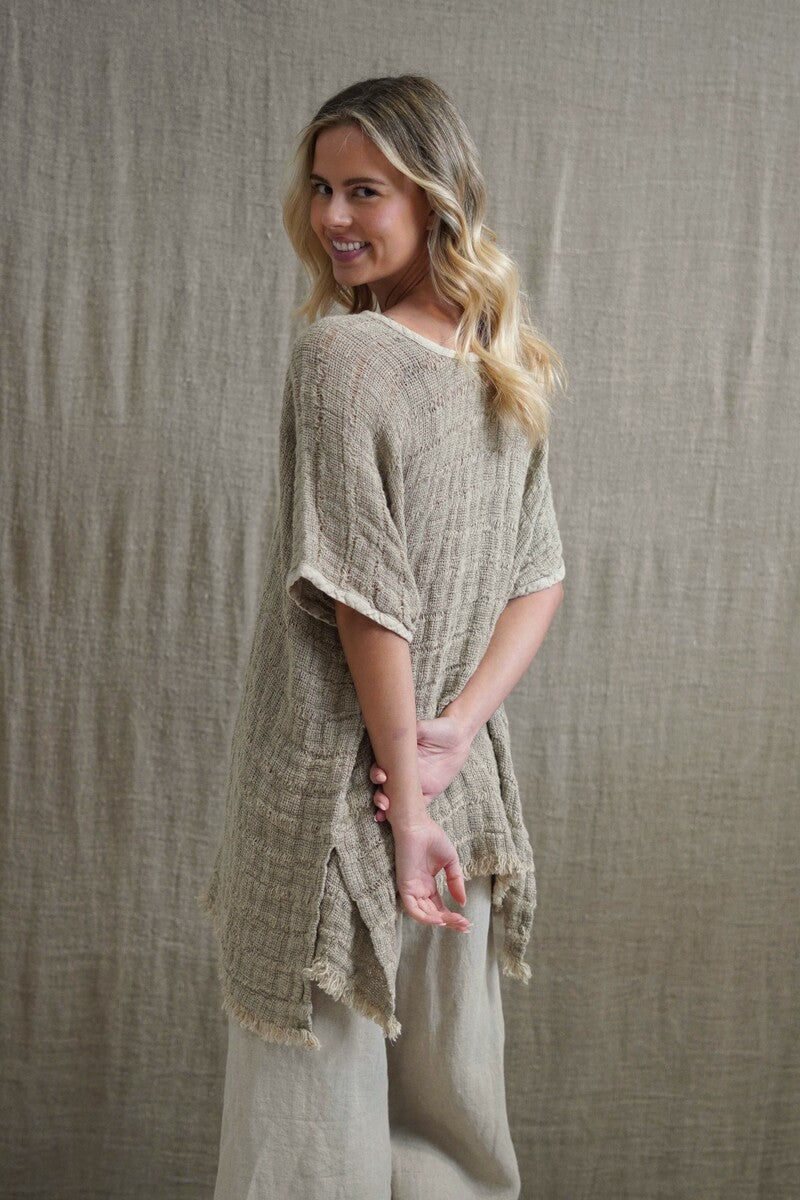 Emily Fringed Top Natural Spaced