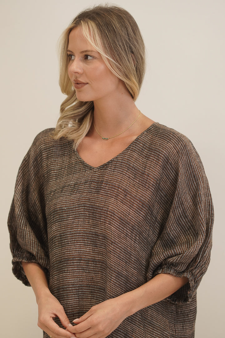 Rosa Elasticated Sleeves Kaftan Toasted Earth Combo