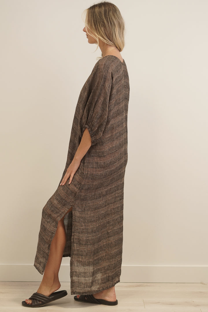 Rosa Elasticated Sleeves Kaftan Toasted Earth Combo
