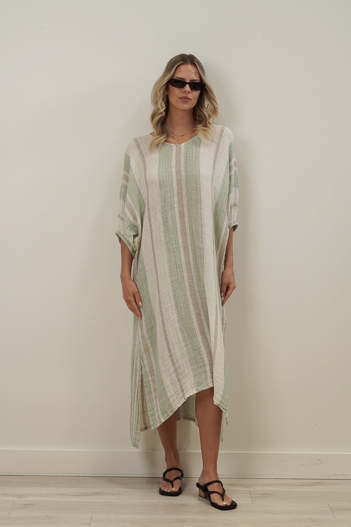 Rosa Kaftan Reseda Stripey