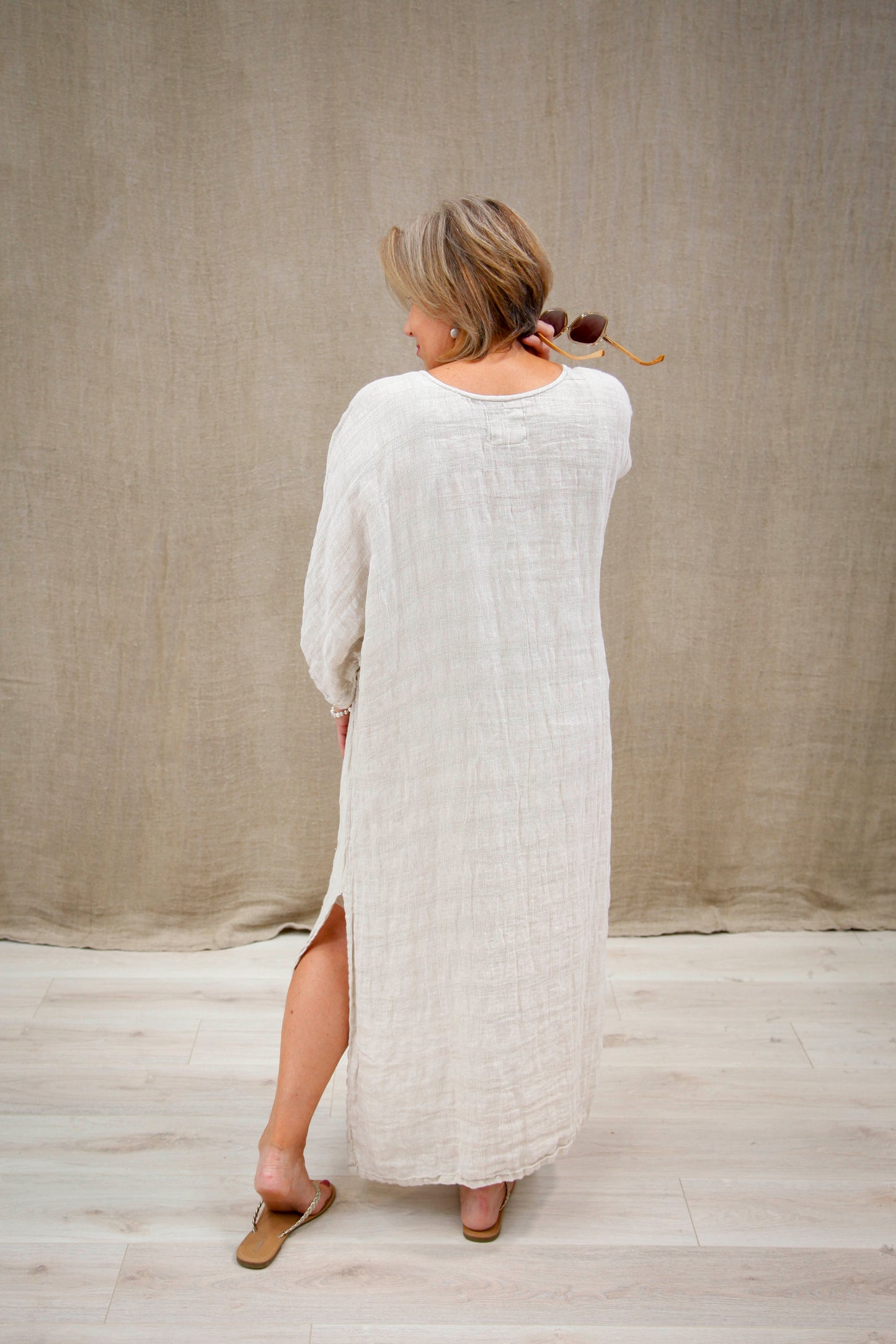 Rosa Elasticised Sleeve Kaftan Natural Combo
