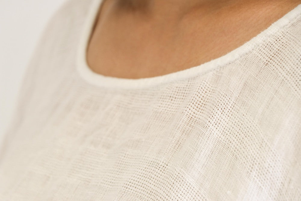 Bella Elasticated Sleeves Top White Combo