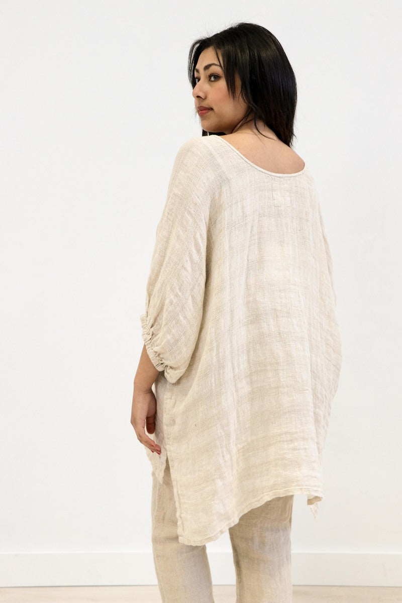Bella Elasticated Sleeves Top Natural