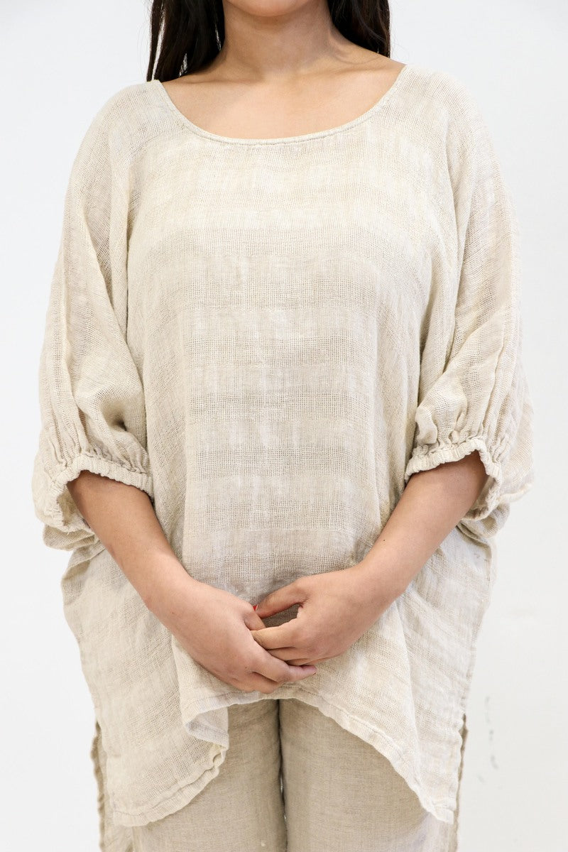 Bella Elasticated Sleeves Top Natural