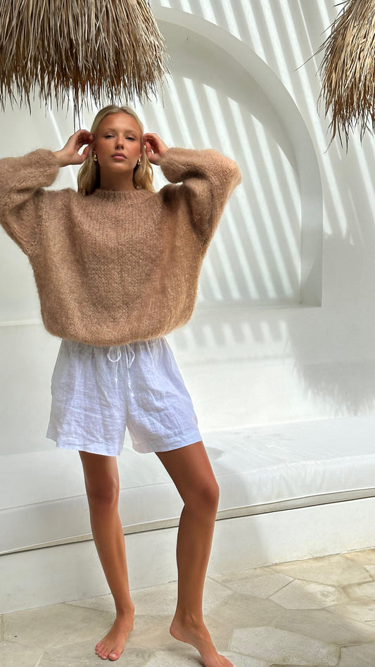 Hanna Linen Shorts White