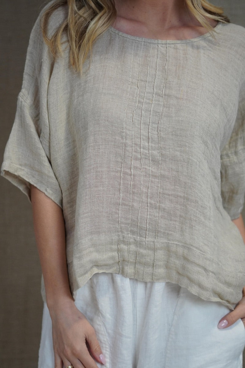 Francesca Pintucked Top Natural