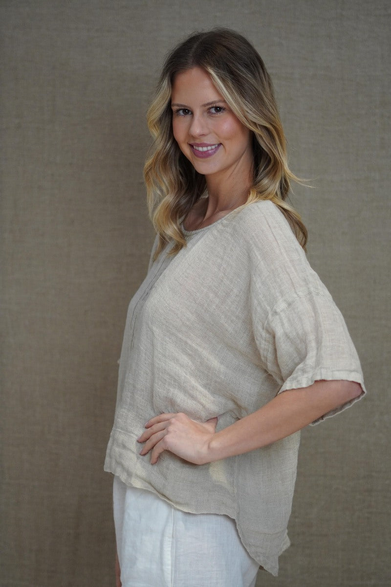 Francesca Pintucked Top Natural