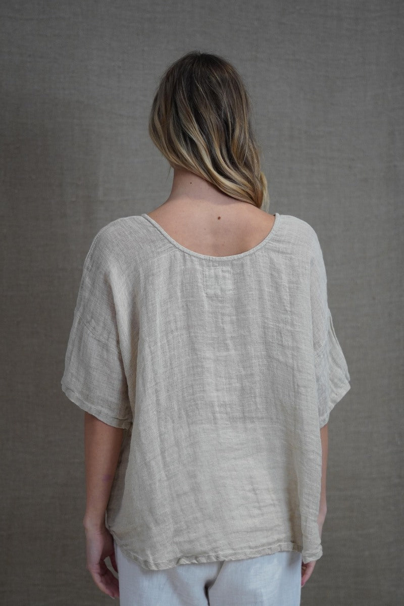 Francesca Pintucked Top Natural