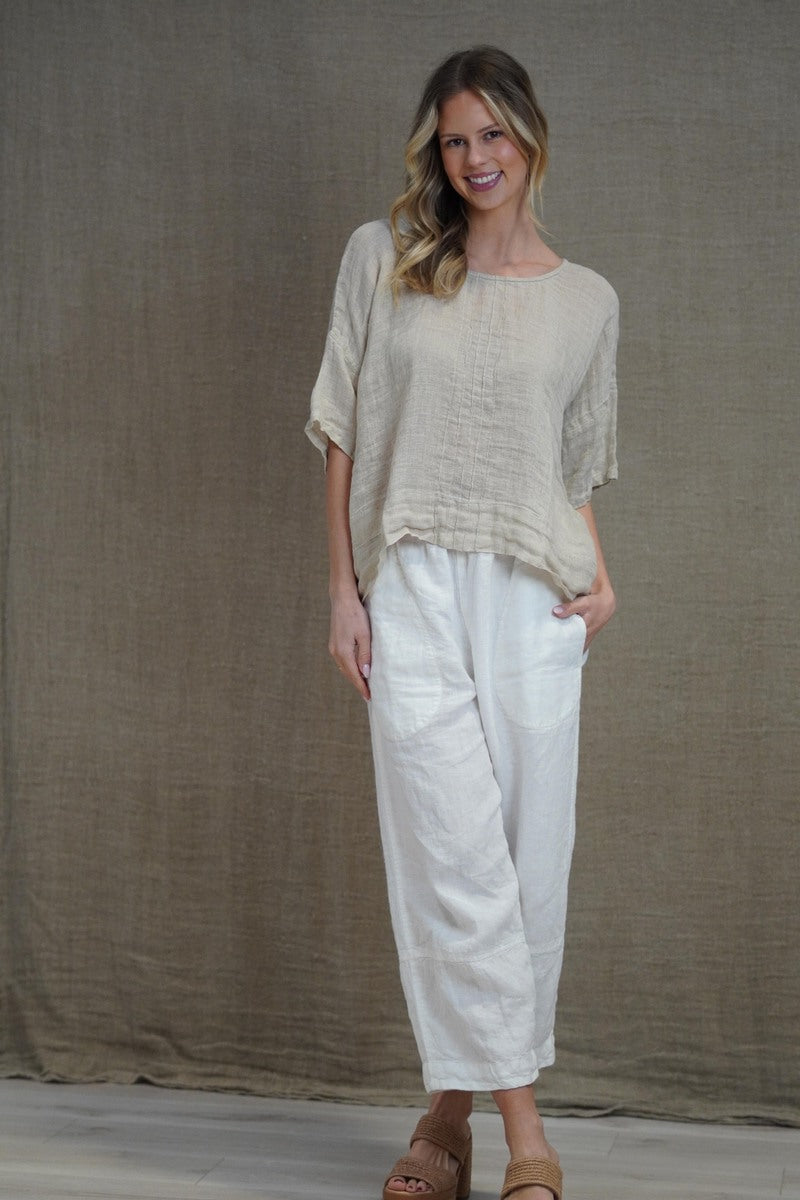 Francesca Pintucked Top Natural