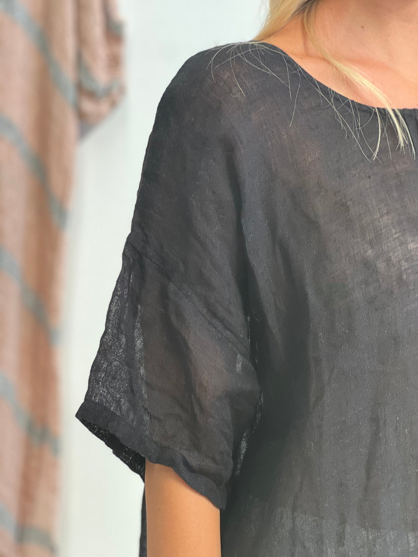 Francesca Pintucked Top Black