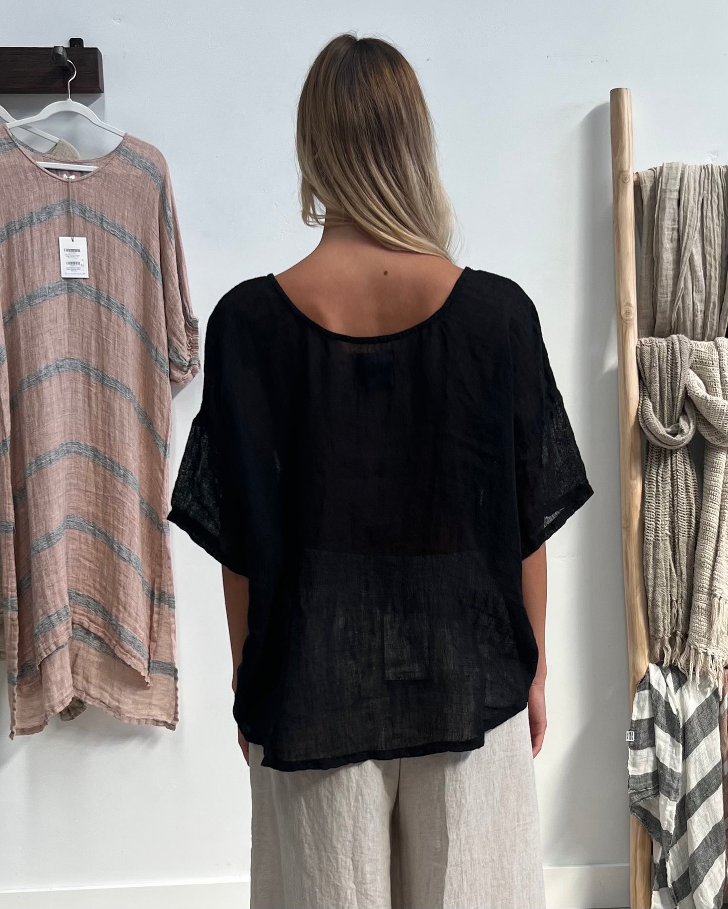 Francesca Pintucked Top Black
