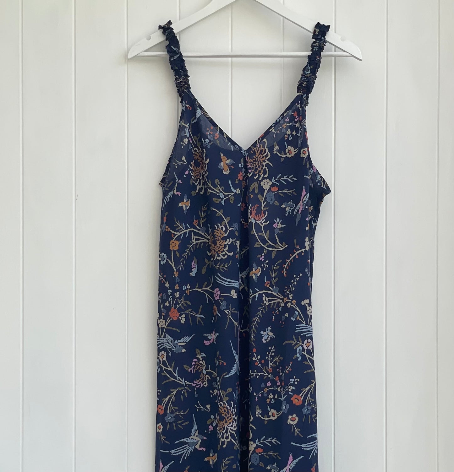 Flying Birds Navy Frilled Strap Dress