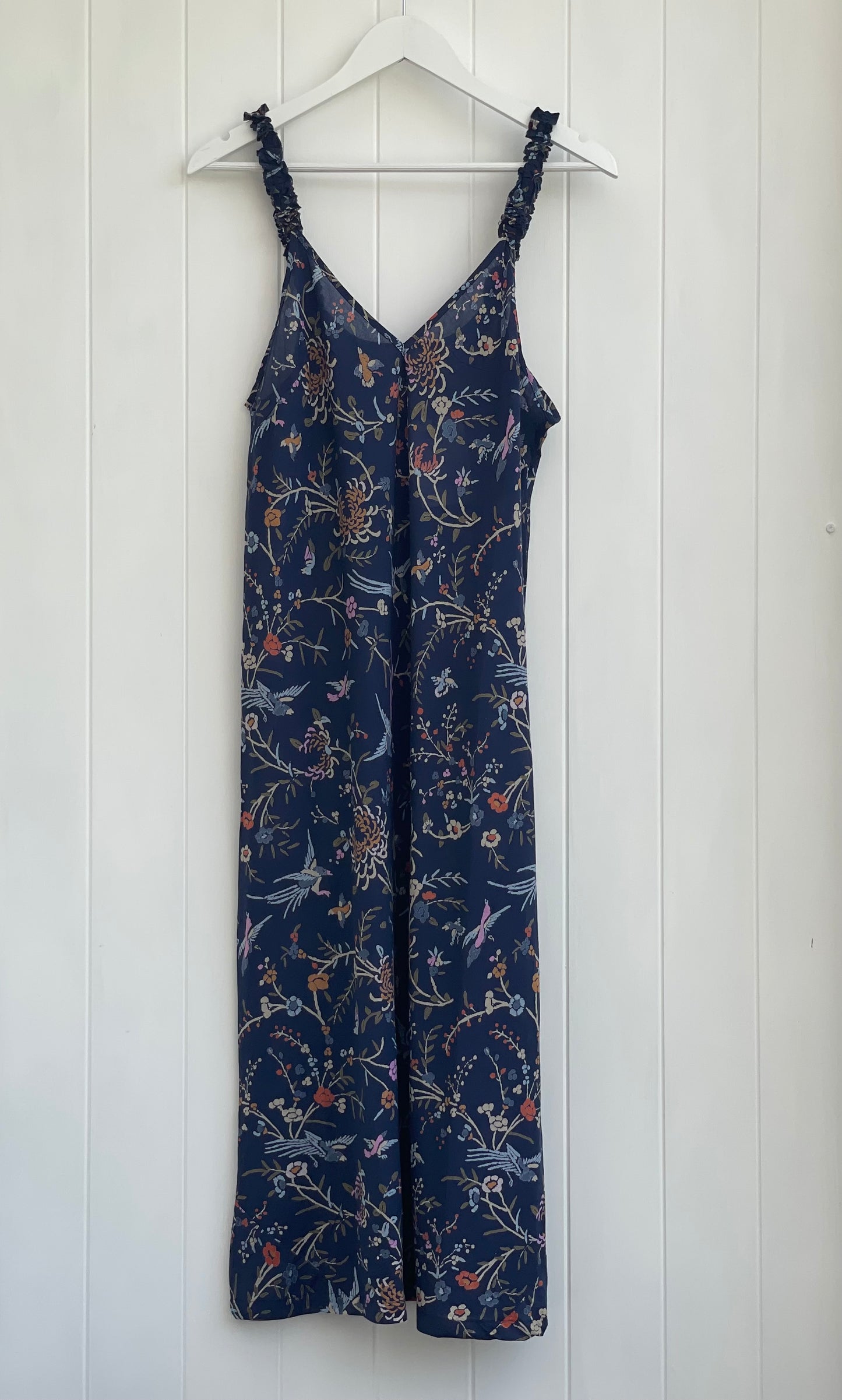 Flying Birds Navy Frilled Strap Dress