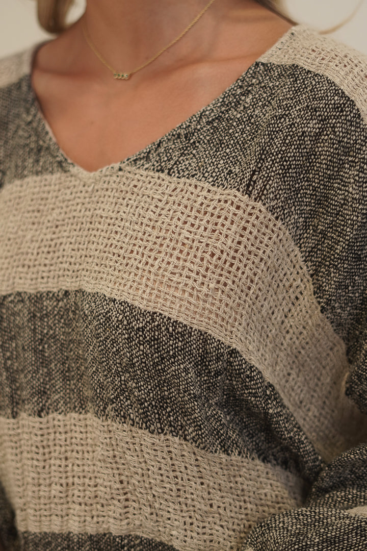 Franca Sleeve Top Natural & Black