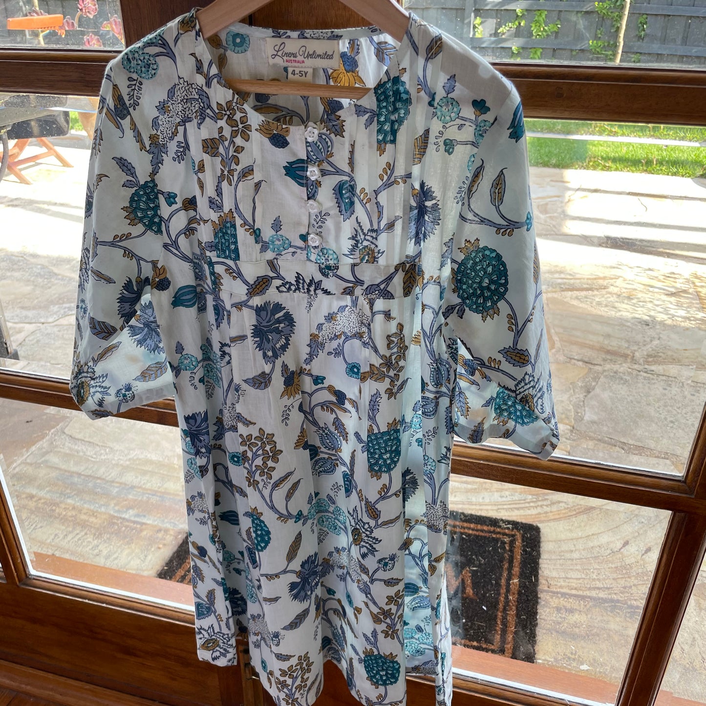 Blue & White Girl'S Long Sleeve Nightie (Pack Of 4)
