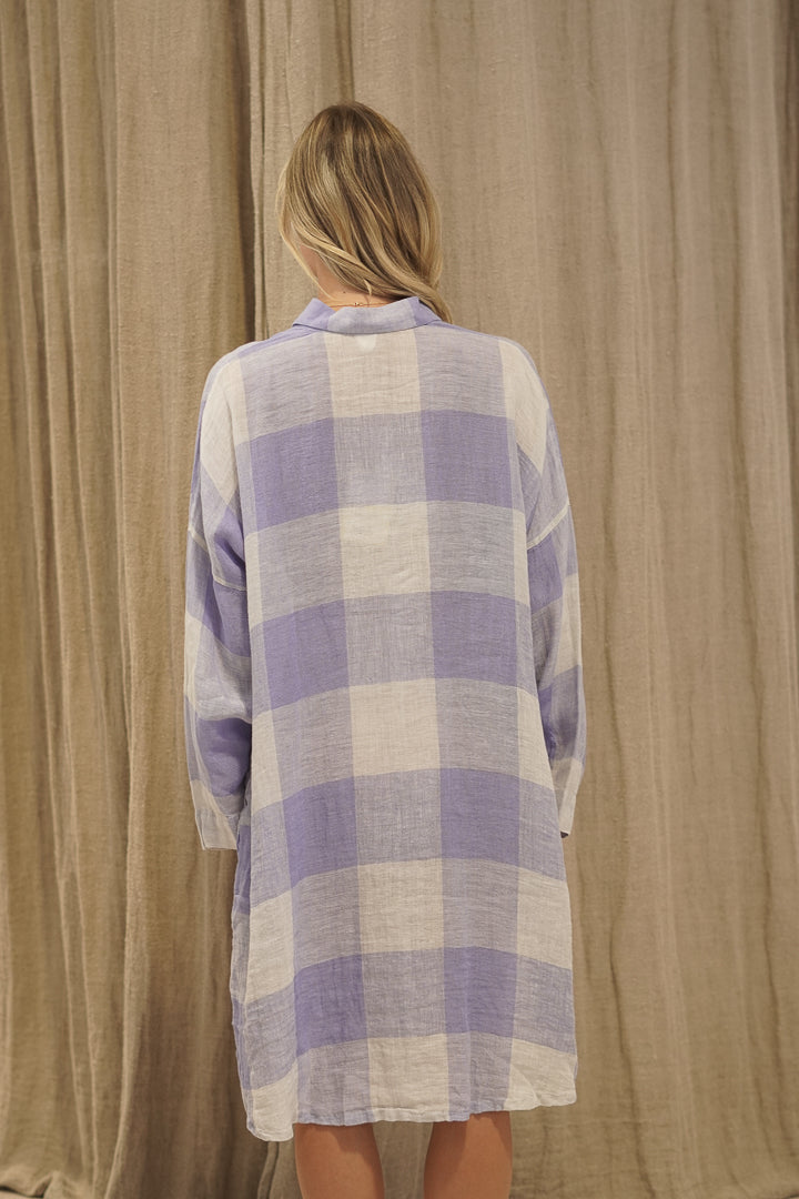 Gia Shirt Dress Heather Blue Check