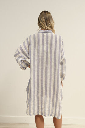 Gia Shirt Dress Heather Blue Combo