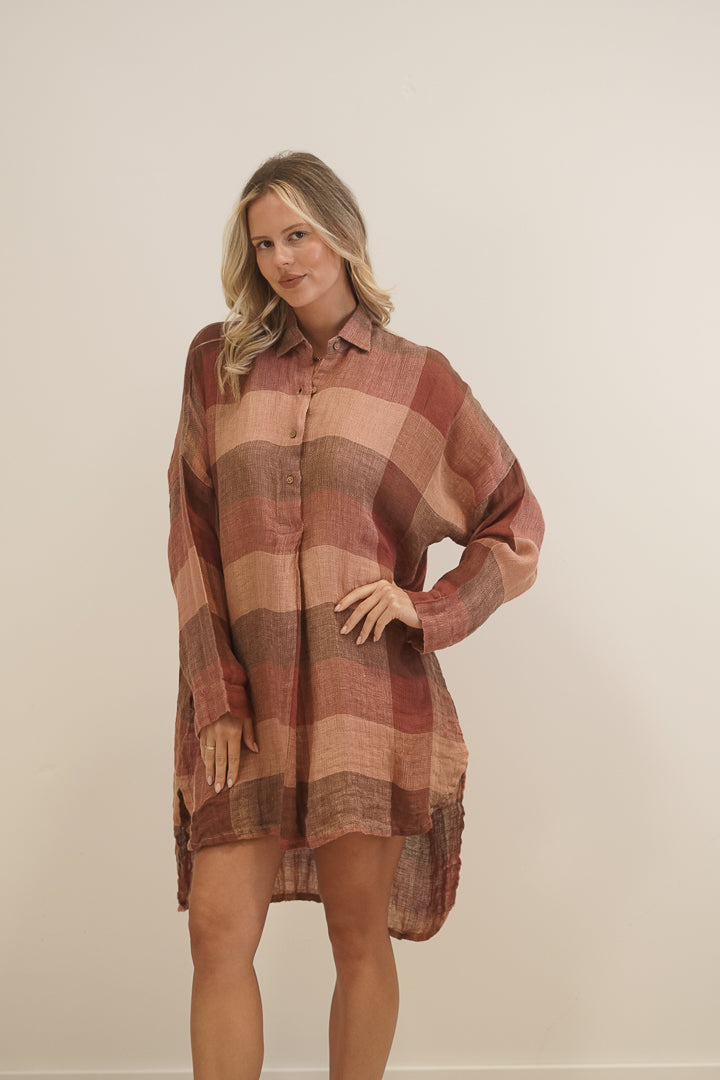 Gia Shirt Dress Cameo Brown Combo