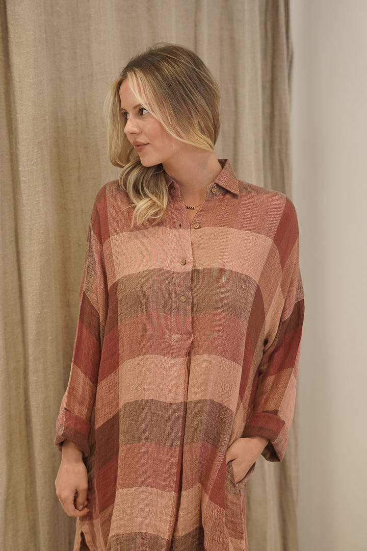 Gia Shirt Dress Cameo Brown Combo