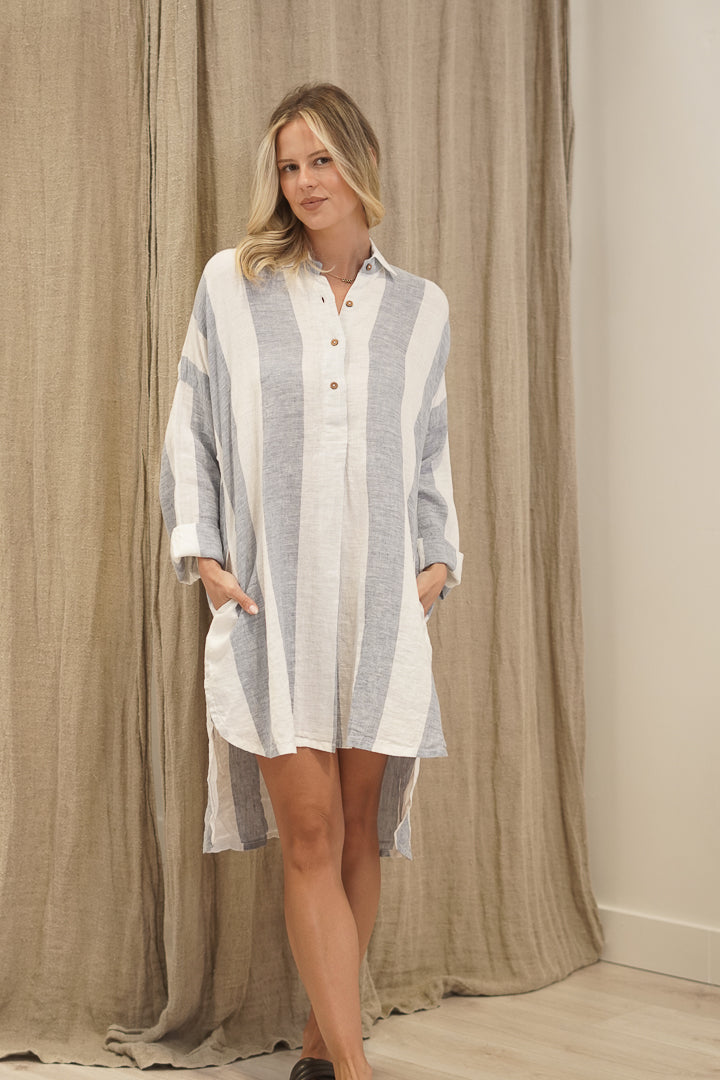Giana Shirt Dress Corn Blue Stripe