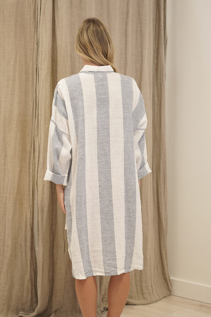 Giana Shirt Dress Corn Blue Stripe