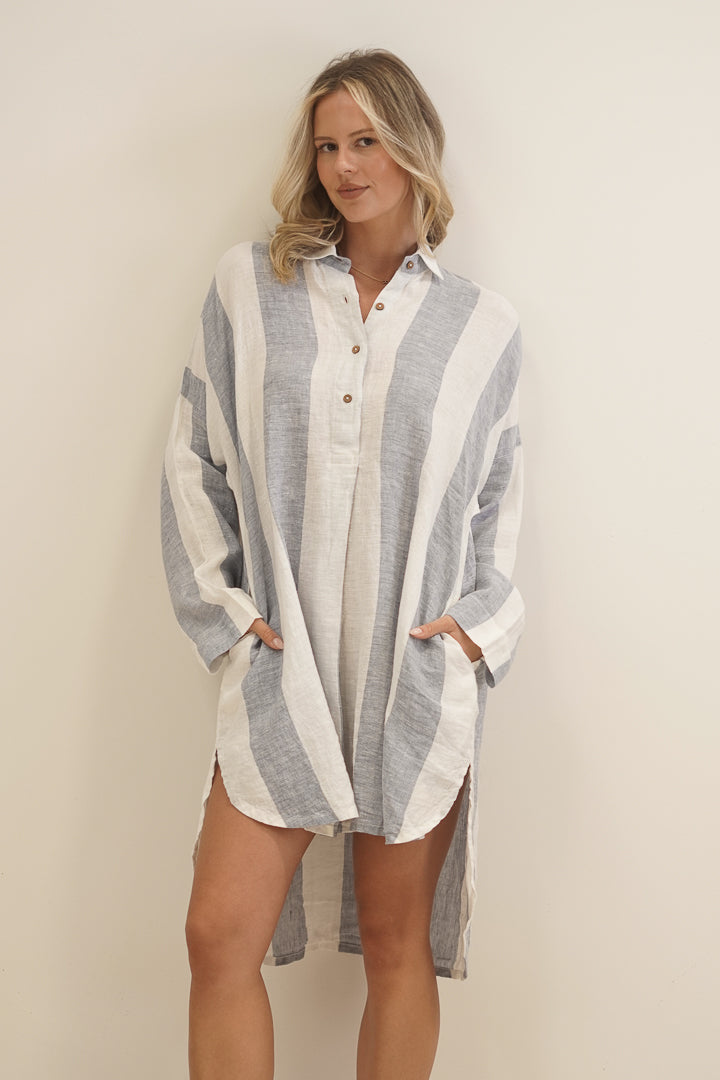 Giana Shirt Dress Corn Blue Stripe