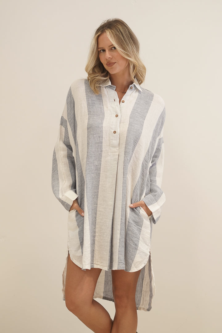 Giana Shirt Dress Corn Blue Stripe