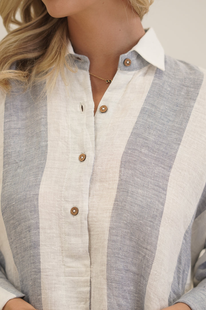 Giana Shirt Dress Corn Blue Stripe