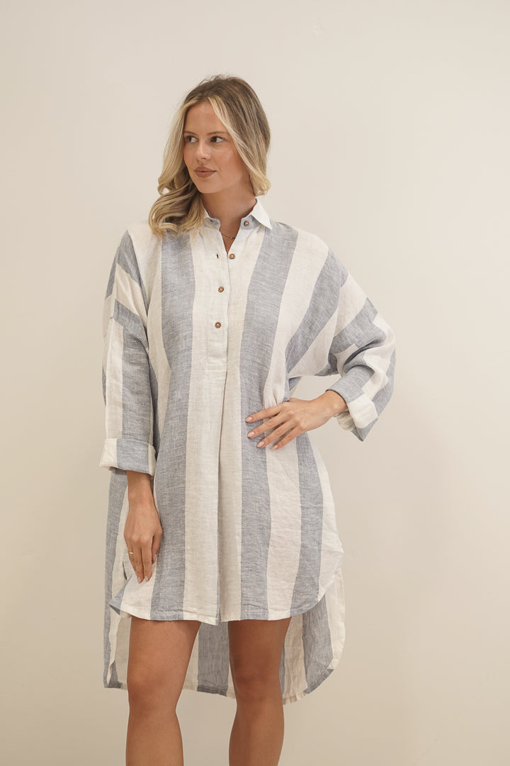 Giana Shirt Dress Corn Blue Stripe
