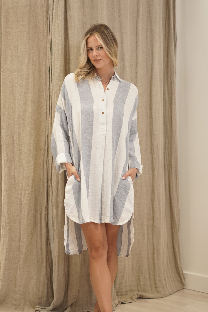 Giana Shirt Dress Corn Blue Stripe