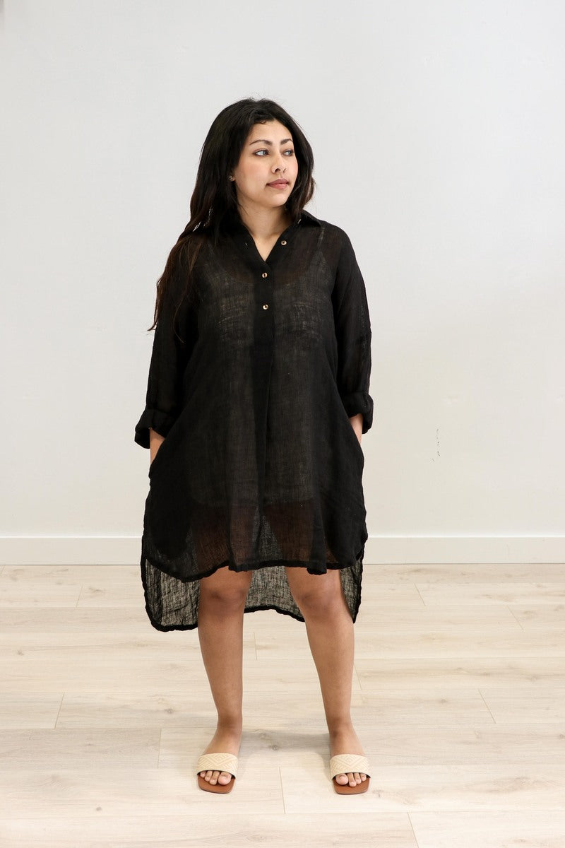 Giana Shirt Dress Black