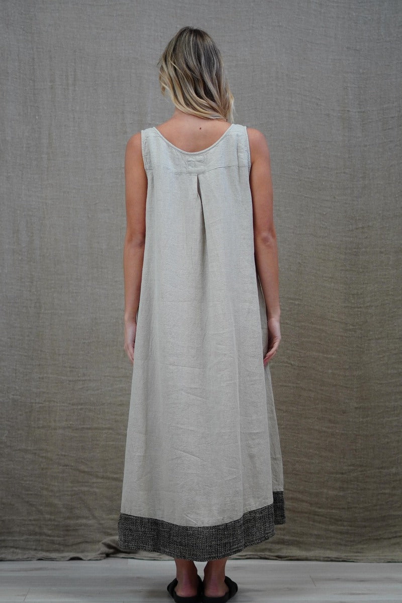 Giovanna Mesh Hem Dress Natural With Black Hem