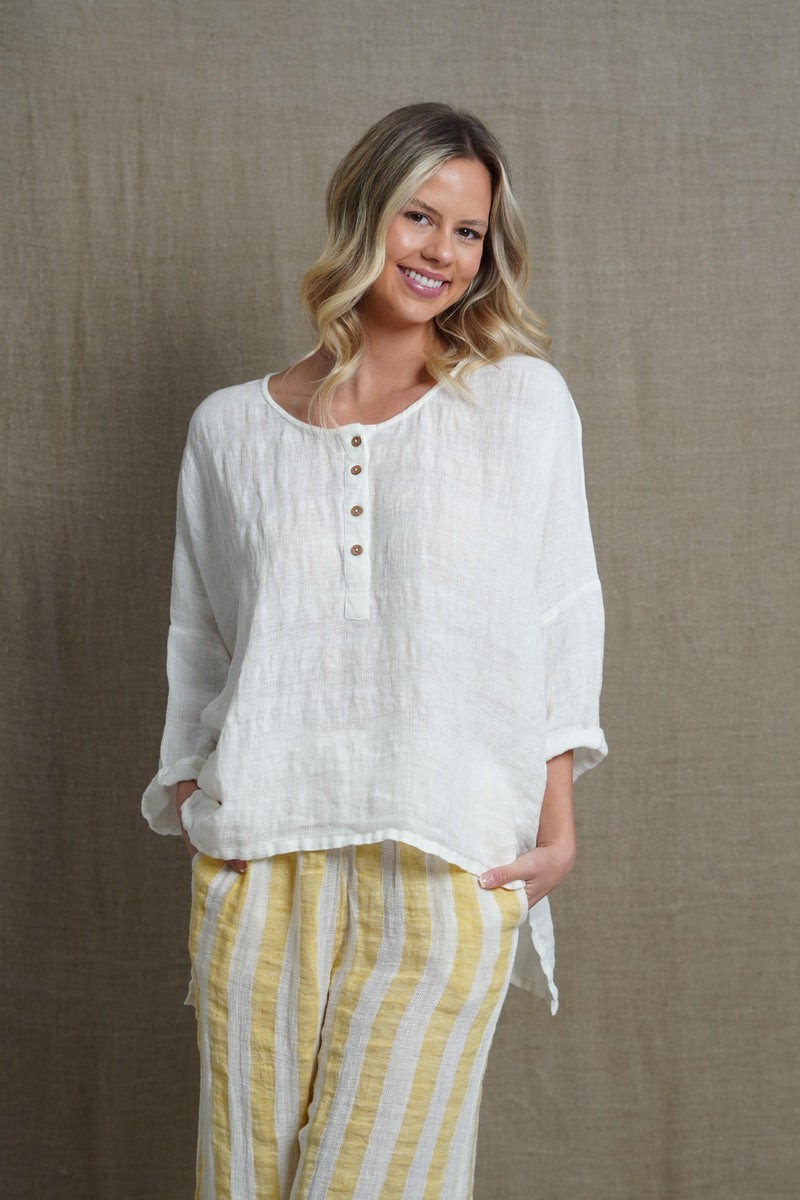 Greta Full Sleeved Buttoned Top White Combo