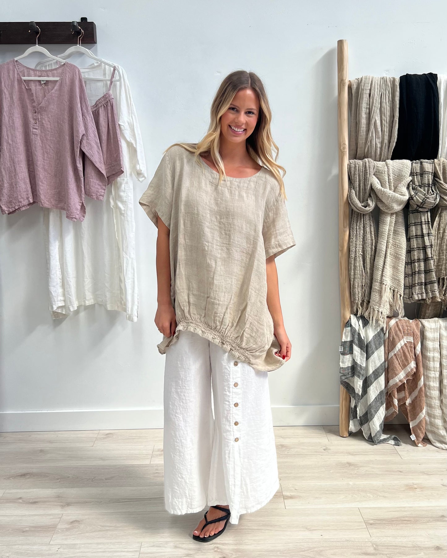 Helene Oversized Top Natural Combo