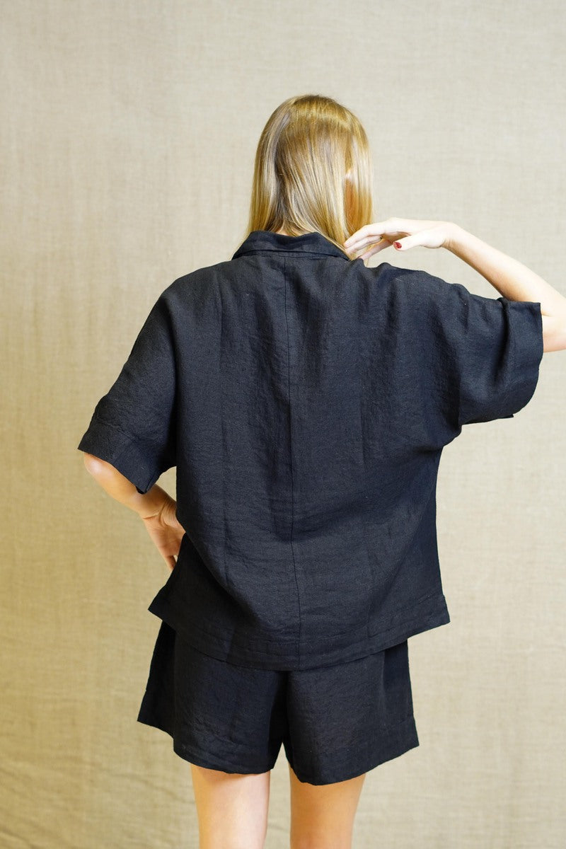 Noemi Half Sleeve Top Black