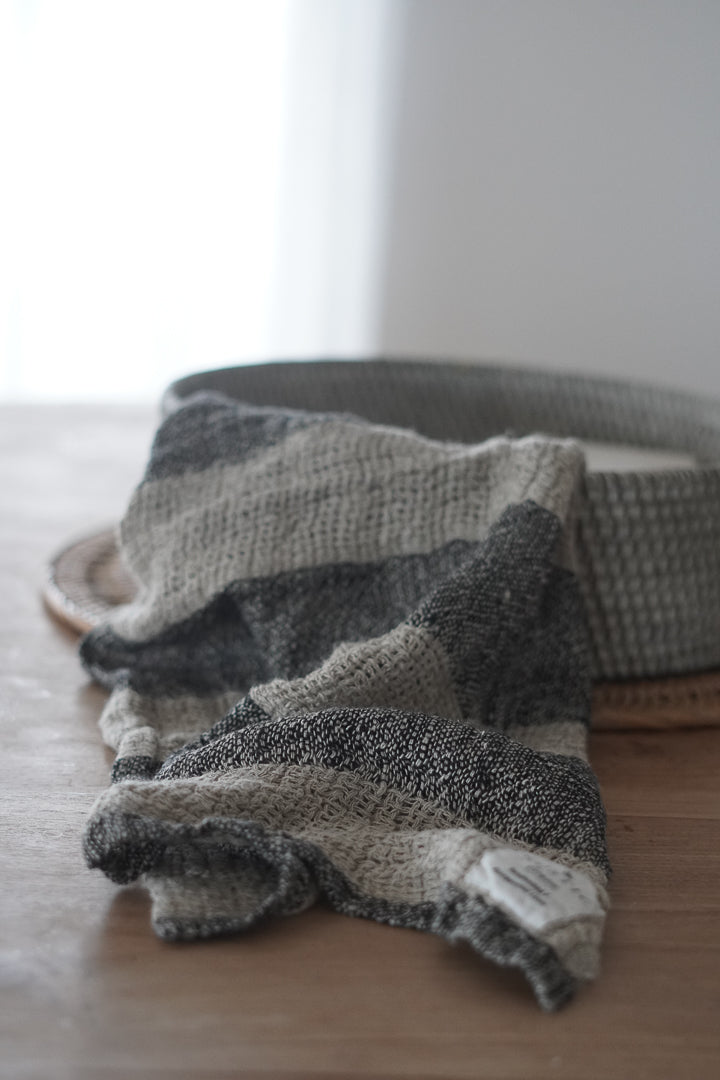 Loom Linen Hand Towel Natural & Black
