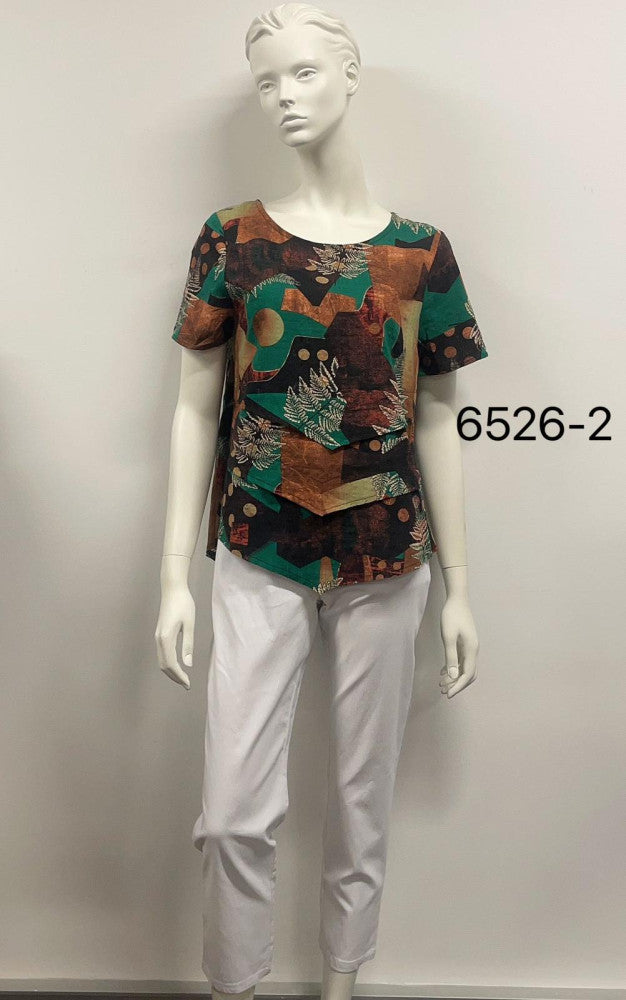 Cotton Triple Tier Elegance Round Neck Top